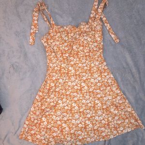 yellow tie strap shein mini dress